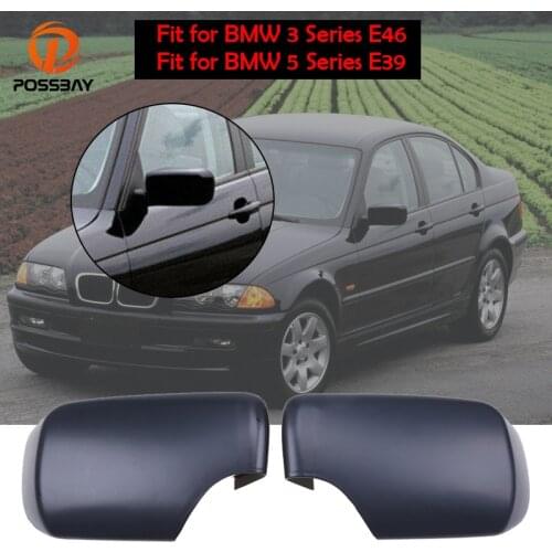 POSSBAY Car Rear View Mirror Case Cover Matte Black Fit for BMW 3 Series E46 Fit for BMW 5 Series E39 51168238375 51168238376