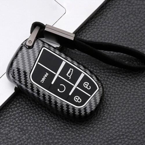 Carbon fiber Silicone Car Key Cover Case For Dodge Ram 1500 Journey Charger Challenger for Jeep Grand Cherokee Renegade Compass
