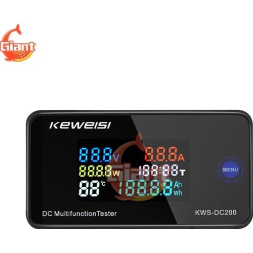 DC0-200V 10A 50A 100A Color Screen DC Voltage Current Power and Temperature Intelligent Digital Meter Built-in Shunt