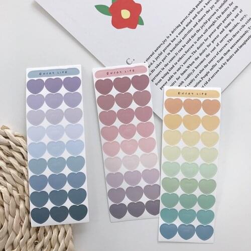 Ins heart rainbow gradient color decorative sticker notebook metope cards labels sealing cute stickers scrapbooking stationery