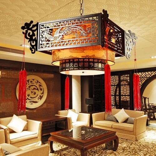 Chinese style Wooden pendant light living room lights faux classical dining room pendant light lamps ZS63