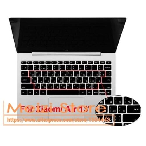 For Xiaomi Mi Notebook Air 13.3 13 inch Russian Language Silicone Keyboard Cover Skin Protector Sticker Protective Black