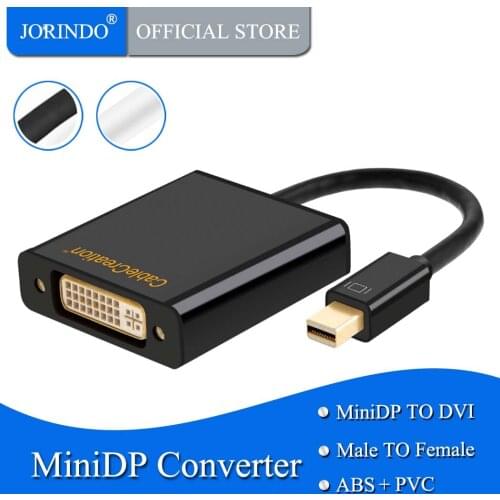 JORINDO Active Mini DP to DVI, Mini DisplayPort (Thunderbolt2 Compatible) to DVI Adapter, 15CM/ White (Eyefinity Compatible)