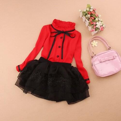 Girls clothing sets New 2019 Autumn kids girls clothes children clothing set chiffon blouse+tutu skirt two-piece suit age 2-16Y