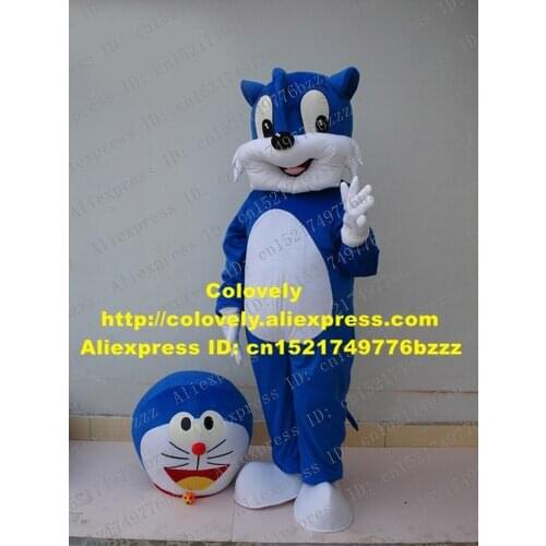 Lively Blue Cat Mascot Costume Mascotte Kitten Moggie With Big Bright Eyes Small Eyes Party Outfit Suit Adult No.795 Free Ship