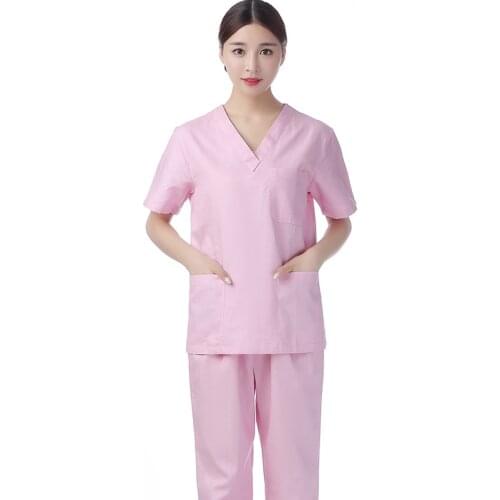 Doctor Uniforms Scrub Tops and Pants Unisex Spa Pet Grooming Workwear Medical Nurse Clothes Set Short Sleeve Beautician Uniforms