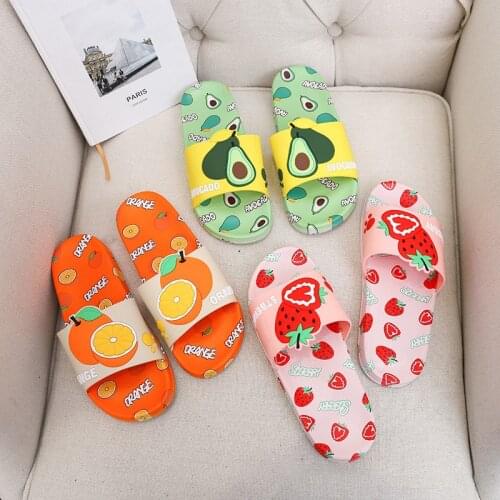 Summer Girls Slippers Cute Cartoon Fruit Parent-child Indoor Outdoor Sandals Slippers Kid Beach Shoes Children Slides Home Shoes