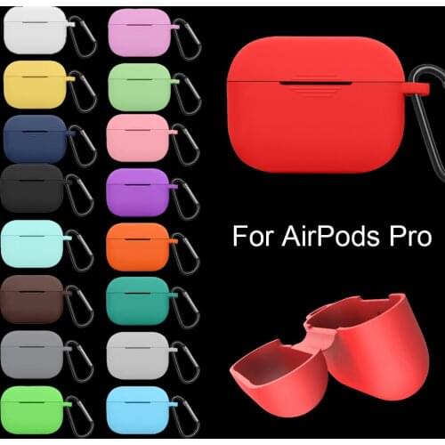 Mini Soft Silicone Case For Airpods Pro Case Wireless Bluetooth Case Cover Earphone Case Fundas with hook Anti Lost