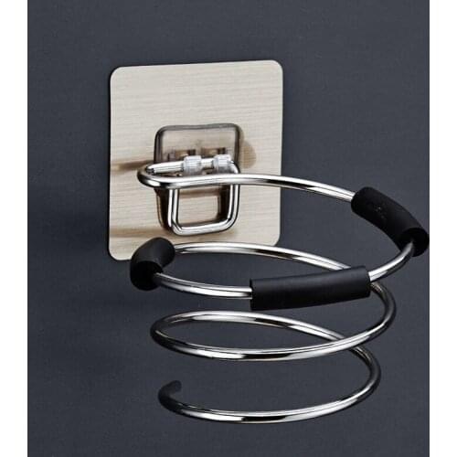 Bathroom Hair Dryer Holder Blower Home Organizer Adhesive Wall Mounted Nail Free No Trace Stickers Hair Care Dryer Storage Rack