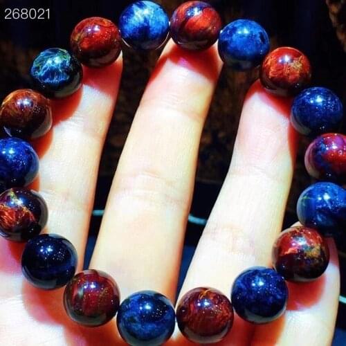 10.7mm Natural Blue Red Pietersite Gemstone Round Beads Bracelet Cat Eye Stretch Pietersite Bangle From Namibia Genuine AAAAAA