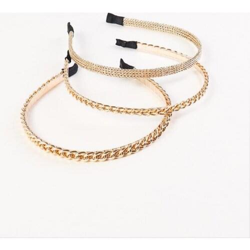 New fashion European and American retro alloy headband winding chain headband simple and versatile metal headwear women