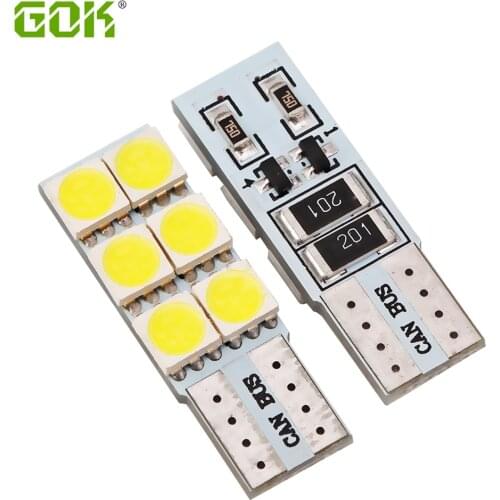 Wholesale 100pcs/Lot Auto led T10 6smd 5050 LED w5w LED T10 canbus car Light led Bulb Indicator Light Parking Lamp freeshipping