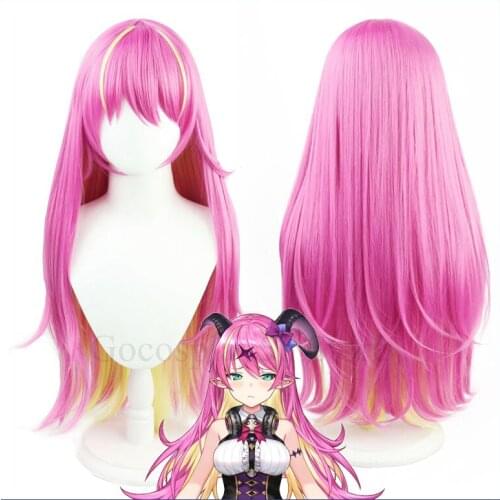 VTuber Mano Aloe Wig Hololive Girls Youtuber Cosplay Gradient Pink Yellow Long Wavy Heat Resistant Hair