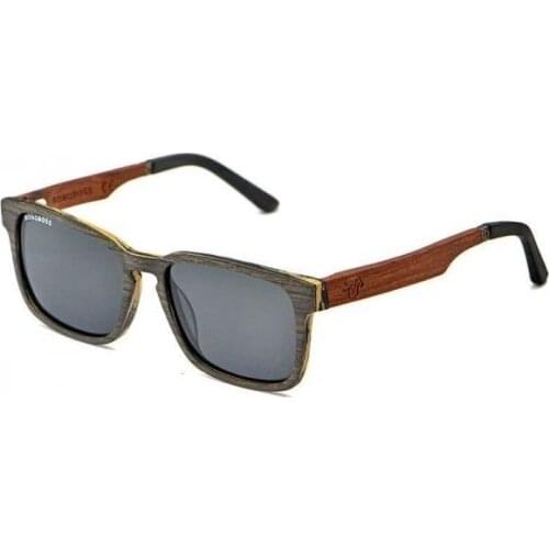 Polarized Sunglasses Bioresina Gray and Walnut Wood Gray Lenses Michael