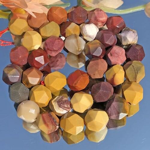 Natural Faceted Mookaite Egg Yolk Stone Round Loose Spacer Beads for Jewelry Making DIY Bracelet Necklace 15'' Strand 6/8/10mm