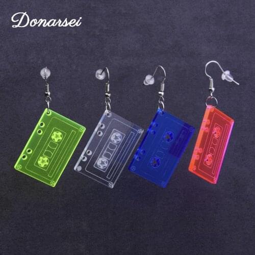 Donarsei Simple Transparent Acrylic Tape Earrings For Women Acetate Personality Square Tape Drop Earrings Party