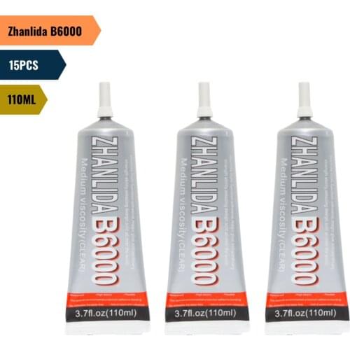 15PCS Zhanlida B6000 110ML Clear Contact Phone Repair Adhesive Multipurpose DIY Glue With Precision Applicator Tip
