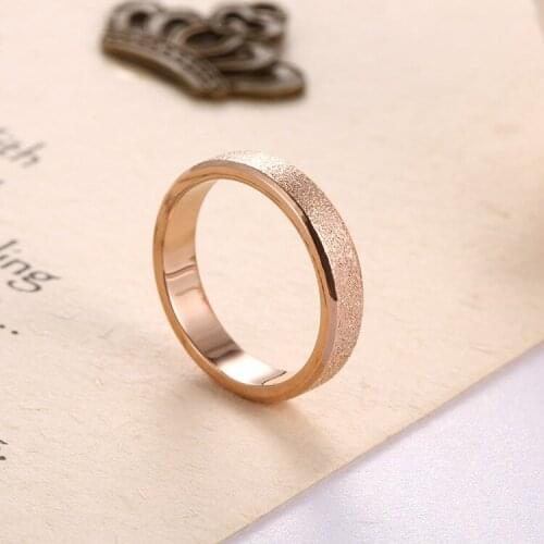 Rose Gold Color Frosted Finger Ring for Woman Man Wedding Jewelry 316L Stainless Steel Top Quality Never Fade Size 4-10