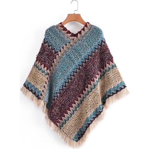 New Loose Tassel Jumper Scarf Spring Knitting Pullover Inrregular Ponchos Elegant Cloak Coat Lady Sweater Autumn Winter Tops