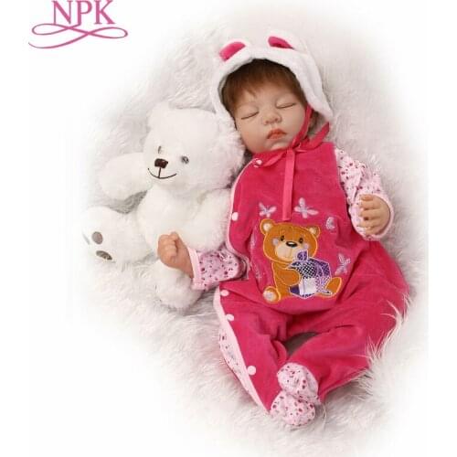 NPK 22inch silicone vinyl real soft touch reborn baby lifelike bebe doll children Christmas Gift sleeping sweet baby