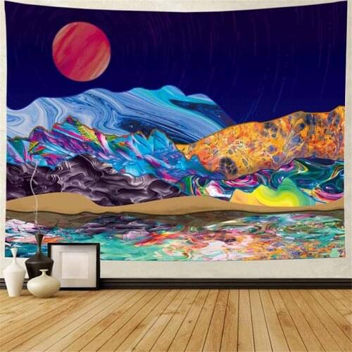 Fantasy Natural Scenery Sunset Mountain Tapestry Wall Hanging Wall Hippie Tapestry Carpet Backdrop Decor Cloth Tapestry Blanket
