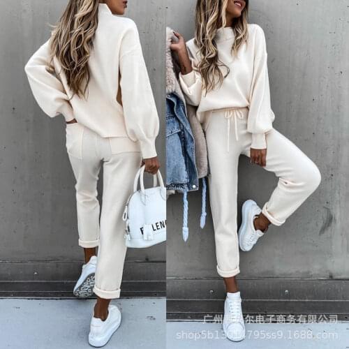 Sets Women Fashion Solid Suits Autumn Casual Warm Long Sleeve Soft Pullover Sweatshirts Long Pants Female Mujer De Moda Sets