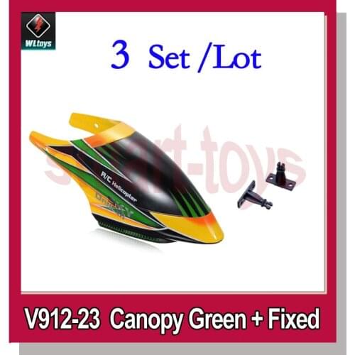 3Set V912-23 Canopy Green and Fixed Accessory for Wltoys V912 Helicopter Spare Parts
