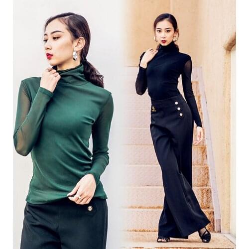 Latin Dance Tops For Women Practice Clothes Long Sleeve Latin Dance Shirt National Standard Dancewear Latin Dance Costumes VO168