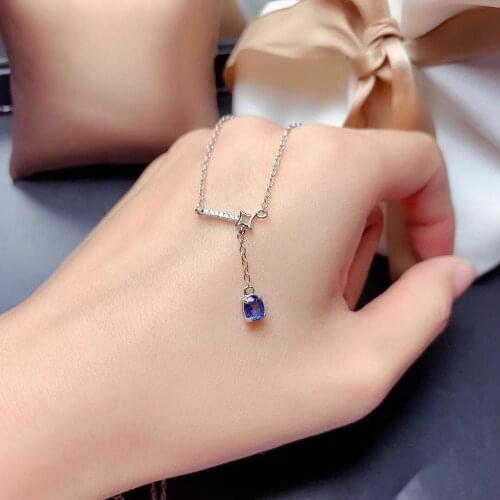 Party Top Sale Best Elegant Gift 100% Natural Real Fashion Sapphire Pendant 925 sterling silver For men or women