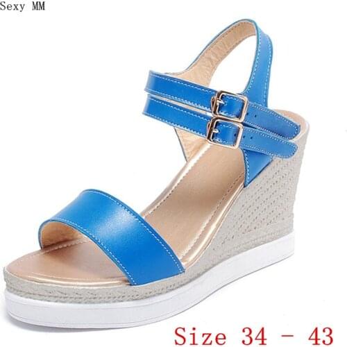 Summer Women Platform High Heel Wedge Sandals Peep Toe Shoes Woman High Heels Wedges Gladiator Sandals Plus Size 34- 40 41 42 43