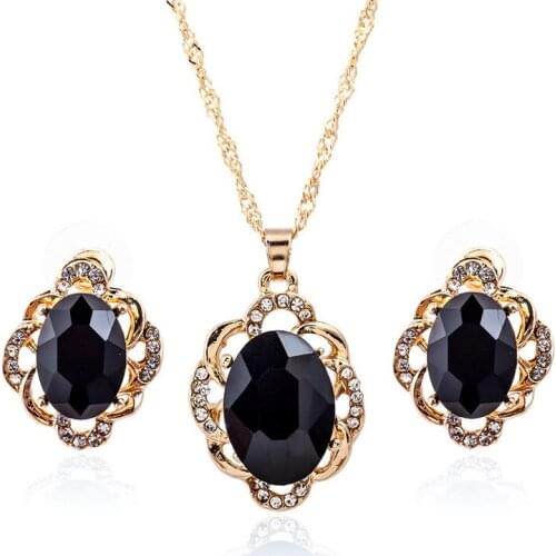 POTCET Korea 2021 Fashion Trend Womens Necklace Earrings Pendant Set Clavicle Chain Retro Trend 2021 Jewelry Free Shipping