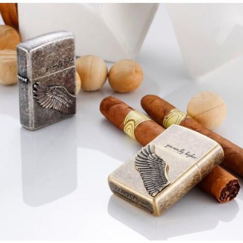 Zorro eagle wings Kerosene gasoline petroleum oil lighter Bronze knurled men Good quality Smoking gift gadget tool (No fuel)