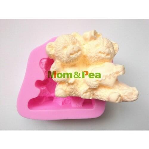 Mom&Pea 0004 Free Shipping Bear Love Shaped Silicone Soap Mold Cake Decoration Fondant Cake 3D Mold Food Grade Silicone Mould