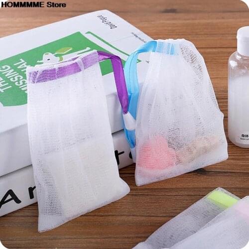 1/5pcs/lot bathe cleaning gloves Hanging Nylon Soap Mesh Bag Mesh Net for Foaming Cleaning Bath Soap Net