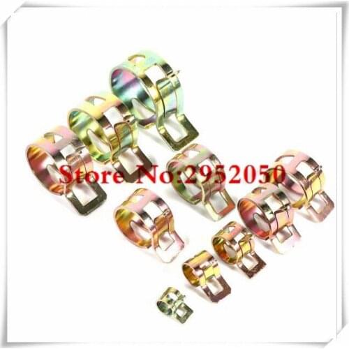 100Pcs 10Size 6-15mm Fuel Spring Clip Vacuum Silicon Hose Clamp Autos Autos Spring Clip Fuel Oil Water Hose Pipe Tube Clamp