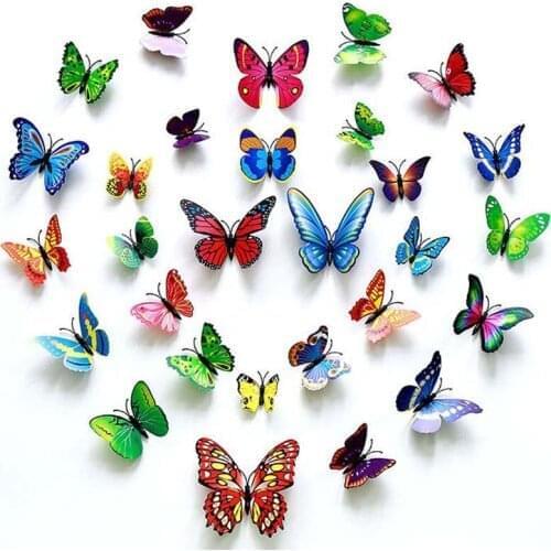 12 Pcs/set 3D Butterflies Wall Stickers Home Decor Living-Room Bedroom DIY Decorations Art Decals Mural Wall Art PVC Wallpaper