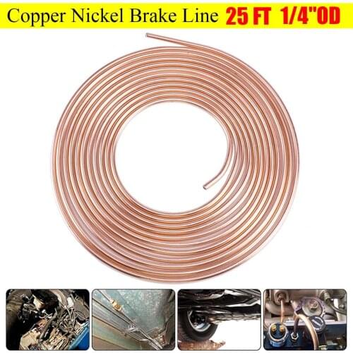25ft Roll Tube Coil of 1/4" OD Copper Nickel Brake Clutch Hose Line Piping Tubing Kit Anti Rust Un Corrosion Fitting