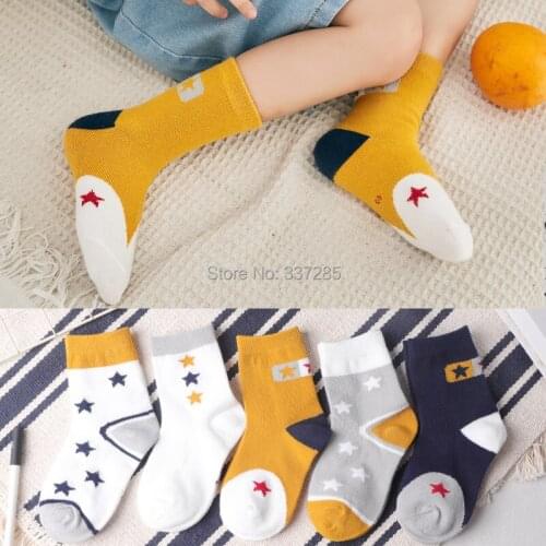 5 Pairs/Lot Baby Girls Socks Autumn Winter Cotton Cute Pattern star child kids Socks for Children Boys warmer Socks 3-12 Years
