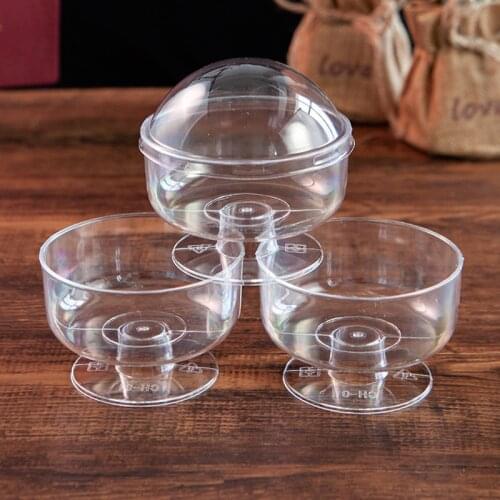 50pcs High quality PS hard plastic wedding birthday Christmas party favors cocktail wine glass packaging dessert cup with lid