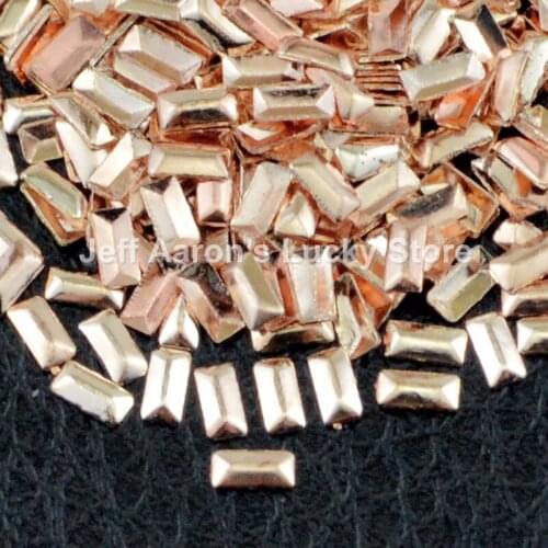 500 pieces champagne gold metal nail art decorations studs rectangle nails accessoires supplies new arrival