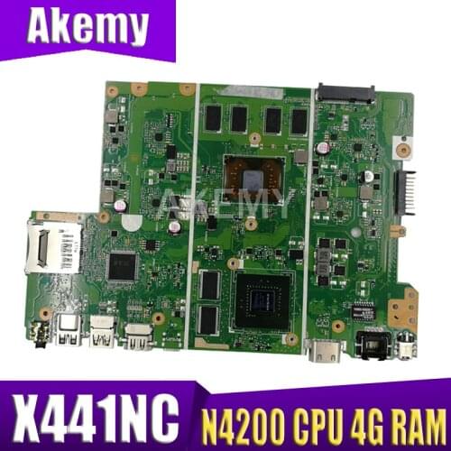 AKemy X441NC REV2.1 fit For ASUS X441NA X441N N4200 CPU Laptop motherboard 4GB memory GT810M test motherboard work 100