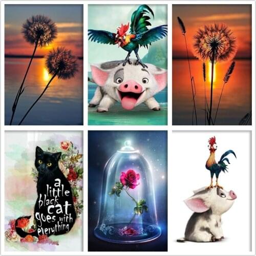 Diamond Mosaic 5D Diamond Painting Sunset Dandelion Cartoon Art DIY Diamond Embroidery Full Cross Stitch kits Home Decor