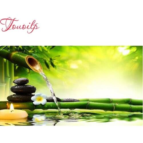 Touoilp 5D DIY Diamond mosaic diamond embroidery Bamboo flowers green life embroidered Cross Stitch Home decoration Gift