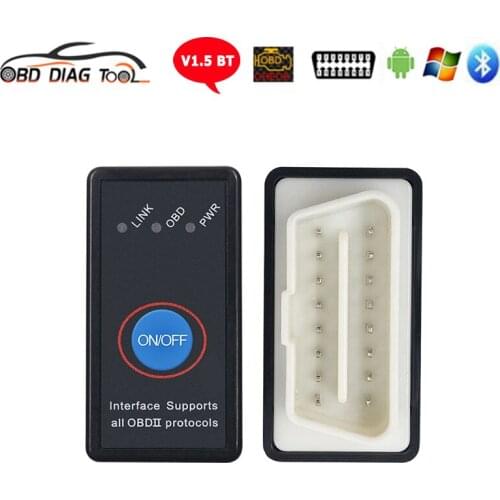 BT ELM327 V1.5 Switch Power On/Off Automotive Diagnostic Tool OBD ELM 327 Car Scanner Reader OBD2 Interface Android&PC