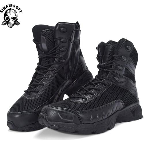 SINAIRSOFT Genuine Leather Outdoor Sport Army Mens Tactical Boots CP Camo Male Combat winter sneak Military Boots Hiking Shoes