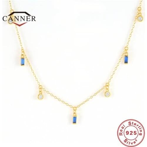 CANNER Fine Jewelry Colorful Rectangle Zircon Choker Necklace for Women Party Clavicle Chain Necklace Gifts Wholesale Collar