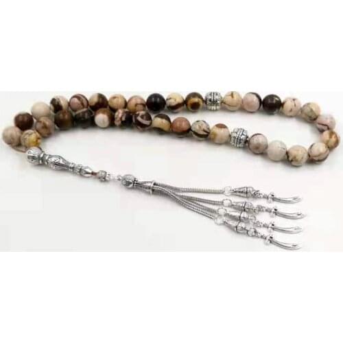 Tasbih Natural Australia Zebra stone Muslim man misbaha prayer beads Adha Eid gift 33 rosary beads Arabic fashion bracelet