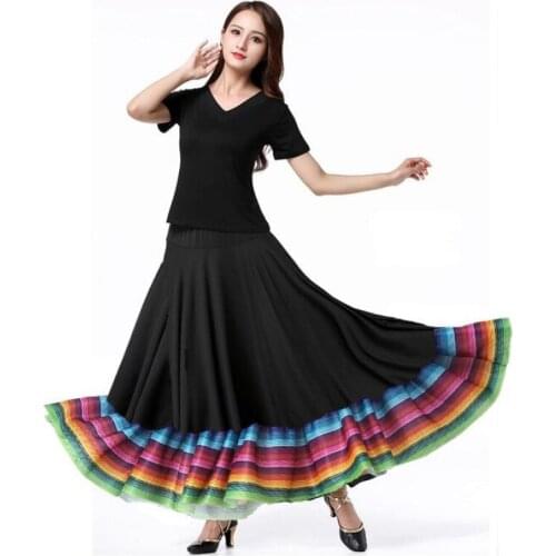 Latin Dance Long Skirt For Women Red Black Adult Daily Practice Dance Wear Clothes Modern Dancing Costume Big Swing Dress