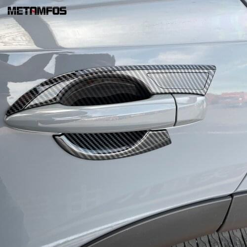 For Nissan Rogue X-trail 2021 2022 Carbon Fiber Side Door Handle Bowl Cover Trim Decoration Sticker Accessories Car Styling