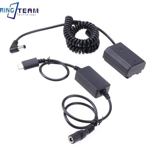 For Sony ILCE-9 A9 A7RM3 A6600 A7R3 TYPE-C Step-Down DC Female 8V Line to FZ100 Dummy Battery Male Elbow DC5521 Spring 2M Line